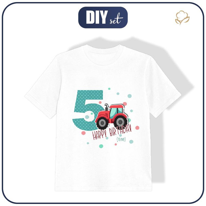 KINDER T-SHIRT- 5. GEBURTSTAG / TRAKTOR - Single Jersey (116/122)