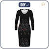 PENCIL DRESS "ALISA" (L) - LEAVES PAT. 3 / BLACK - sewing set 