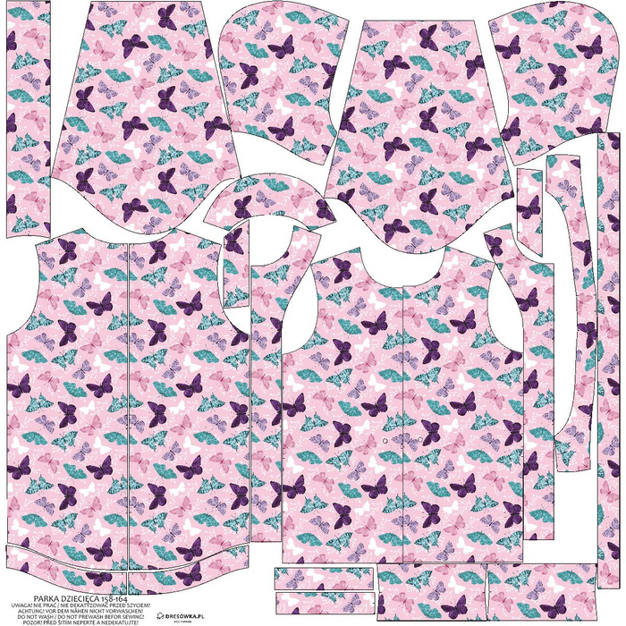 KINDERPARKA (ARIEL) - SCHMETTERLINGE M. 5 / rosa (PURPUR SCHMETTERLINGE) - Softshell (158/164)