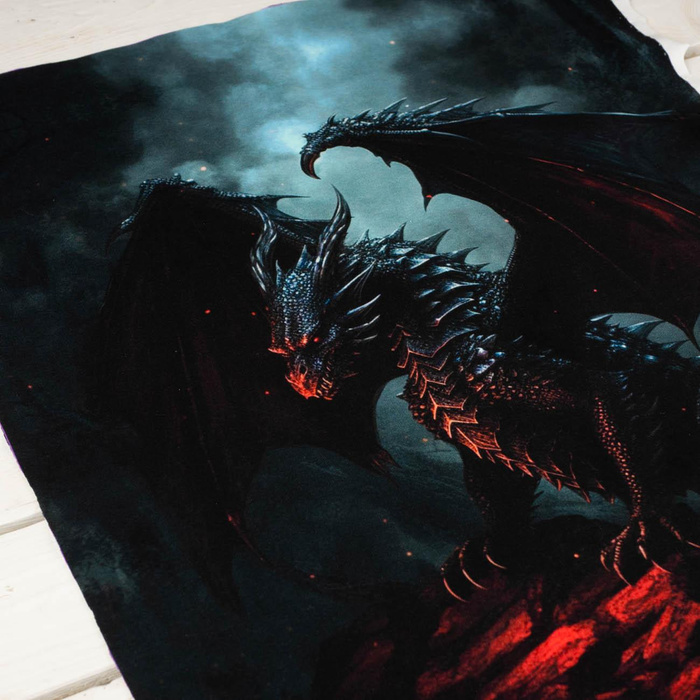 GOTHIC DRAGON - panel (60cm x 50cm)- single jersey with elastane ITY