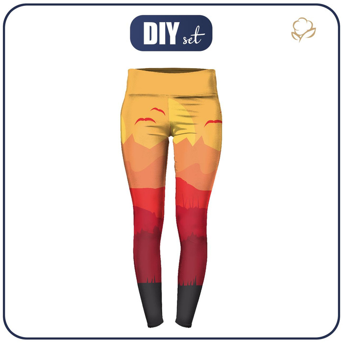 THERMO LEGGINSY DAMSKIE (GRETA) - CZERWONA SAWANNA - zestaw do uszycia XXL