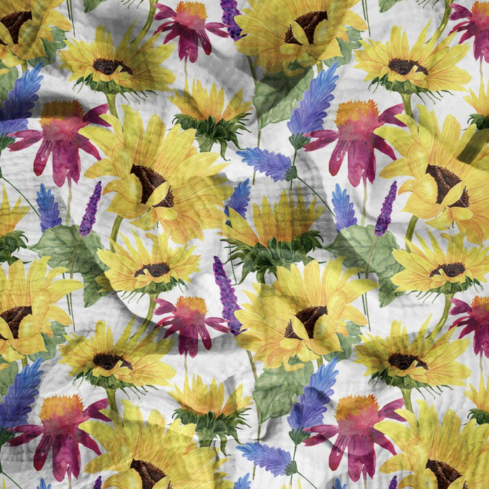 SUNFLOWERS pat. 4 (BLOOMING MEADOW) - Cotton muslin