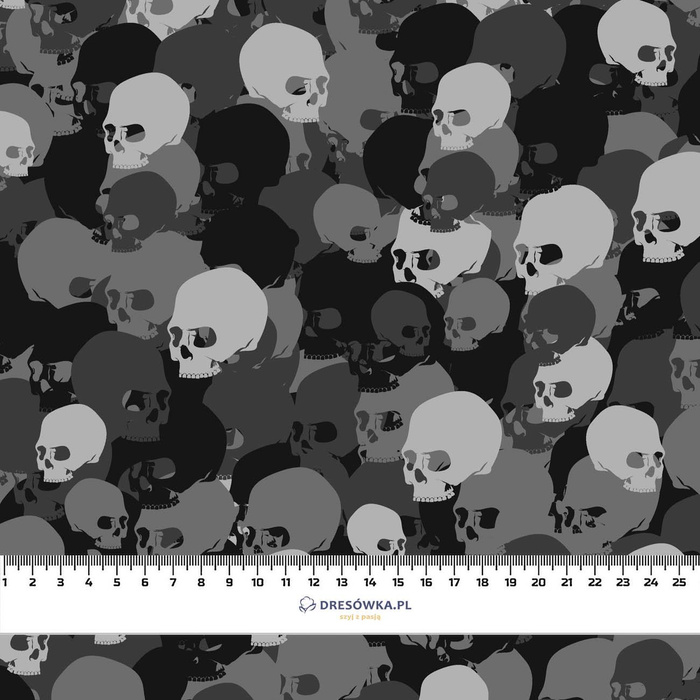 CAMOUFLAGE SKULLS / gray - looped knit fabric with elastane ITY
