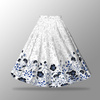 FLOWERS (pattern no. 5 navy) / white - skirt panel "MAXI" - crepe