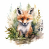 WATERCOLOR FOX - Paneel (75cm x 80cm) Wasserabweisende Webware