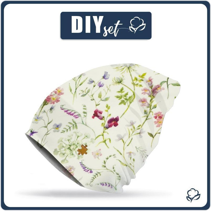 "Beanie" Mütze - PASTELL BLUMEN 48-50