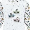 KID'S HOODIE (ALEX) - COLORFUL CARS pat. 3 (CITY BEARS) - looped knit fabric (86/92)