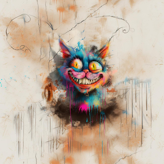 CRAZY CAT - panel (60cm x 50cm) Cotton woven fabric