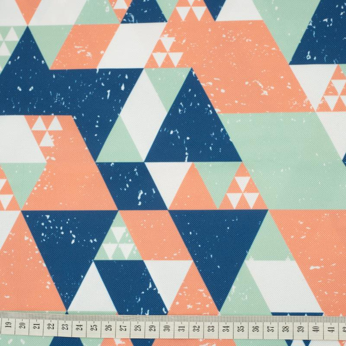 TRIANGLES / salmon pink - Waterproof woven fabric