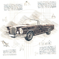 RETRO AUTO M. 4 - Paneel (75cm x 80cm) SINGLE JERSEY PANEL