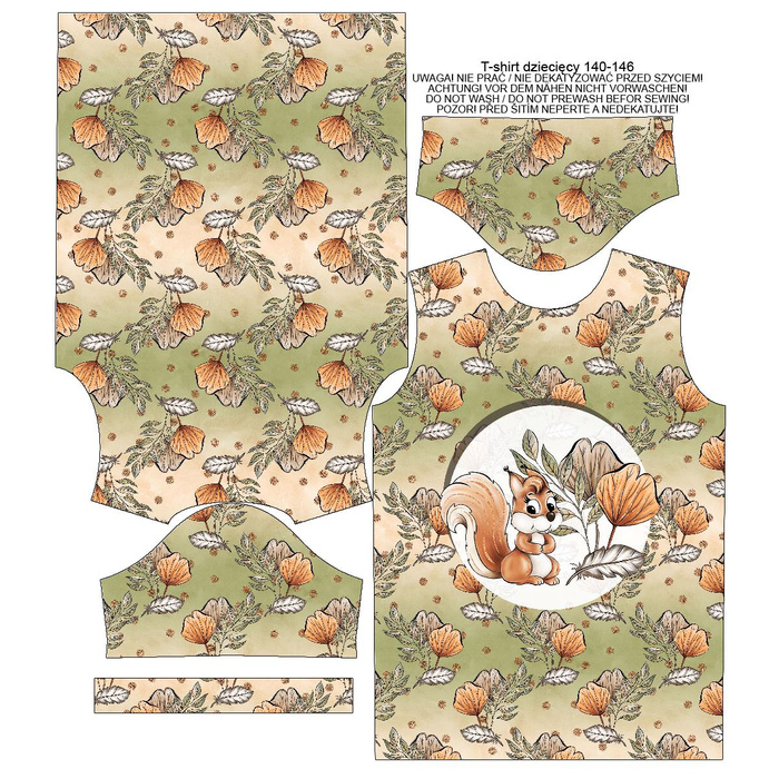 KINDER T-SHIRT- HERBSTBLÄTTER (HERBST IM WALD) - Single Jersey (140/146)