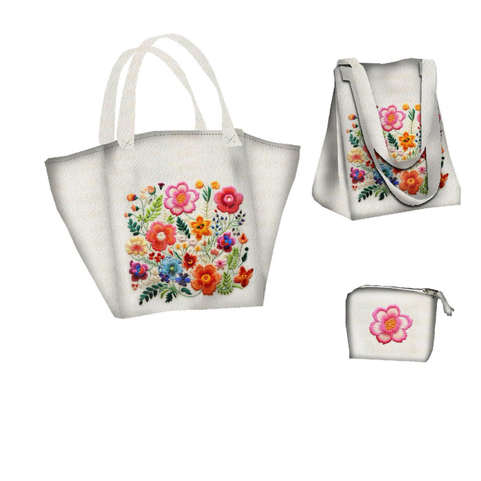 XL bag with in-bag pouch 2 in 1 - FLOWERS 3D WZ. 17 - sewing set