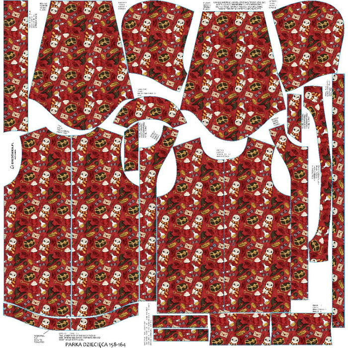 DĚTSKÁ BUNDA PARKA (ARIEL) - KOUZELNÝ MIX VZ. 2 (KOUZELNÁ ŠKOLA) / červená - softshell (146-152)