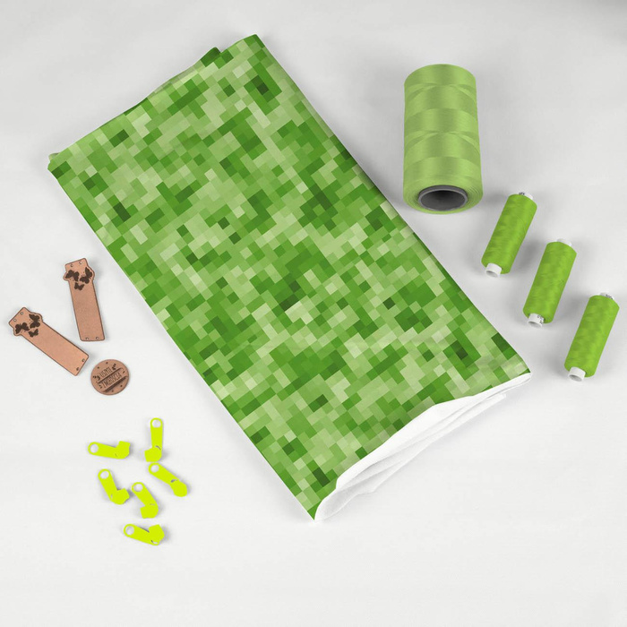 PIXELS pat. 2 / lime- Upholstery velour 