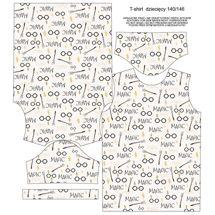 KID’S T-SHIRT - MAGIC GLASSES pat. 2 (MAGIC SCHOOL) - Single Jersey (140/146)