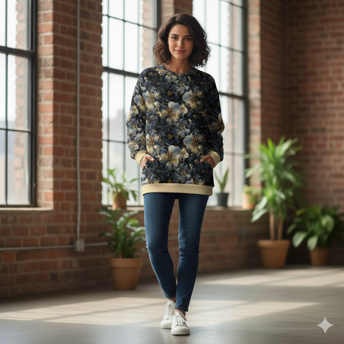 FLOWERS wz.58 - Wintersweat angeraut mit Elastan ITY