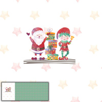 SANTA CLAUS AND ELF / presents (CHRISTMAS FRIENDS) - PANORAMIC PANEL 60 cm