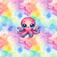 OCTOPUS (SEA ANIMALS PAT. 3) - panel (60cm x 50cm) Cotton woven fabric