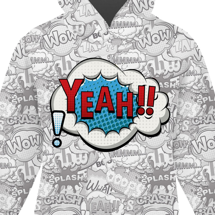 KINDER HOODIE (ALEX) - COMICS / yeah (blau - rot) - Sommersweat (158/164)