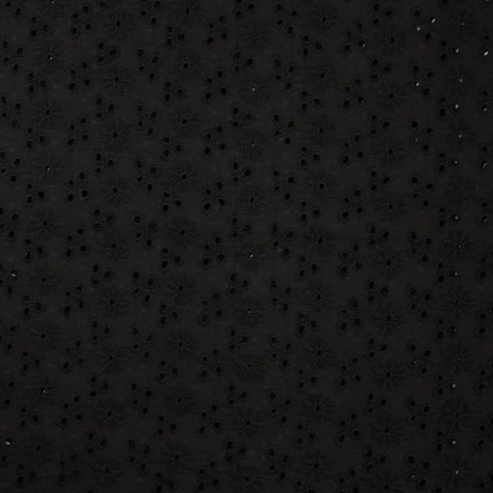DAISIES / black - Embroidered cotton fabric