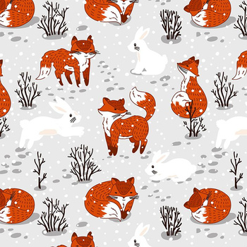 FOXES AND HARES - Waterproof woven fabric