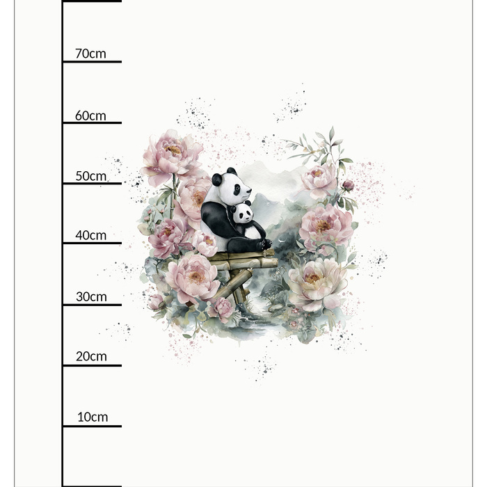 PANDA FAMILY - panel (75cm x 80cm) Cotton woven fabric