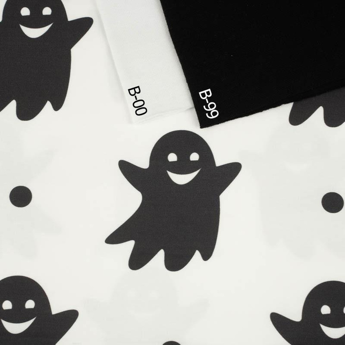 HALLOWEEN BLACK GHOSTS / white - looped knit SP250