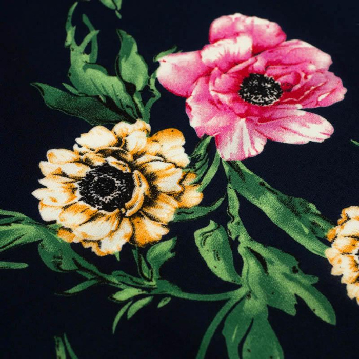 PEONY FLOWERS pat. 2 / navy - georgette