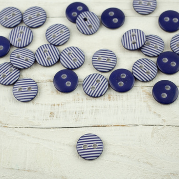 Plastic button with stripes small - cornflo