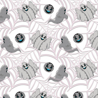 SPOOKY GHOSTS / WHITE (SCARY HALLOWEEN) - tkanina wodoodporna