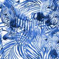 ZEBRA (classic blue) / white - Cotton woven fabric