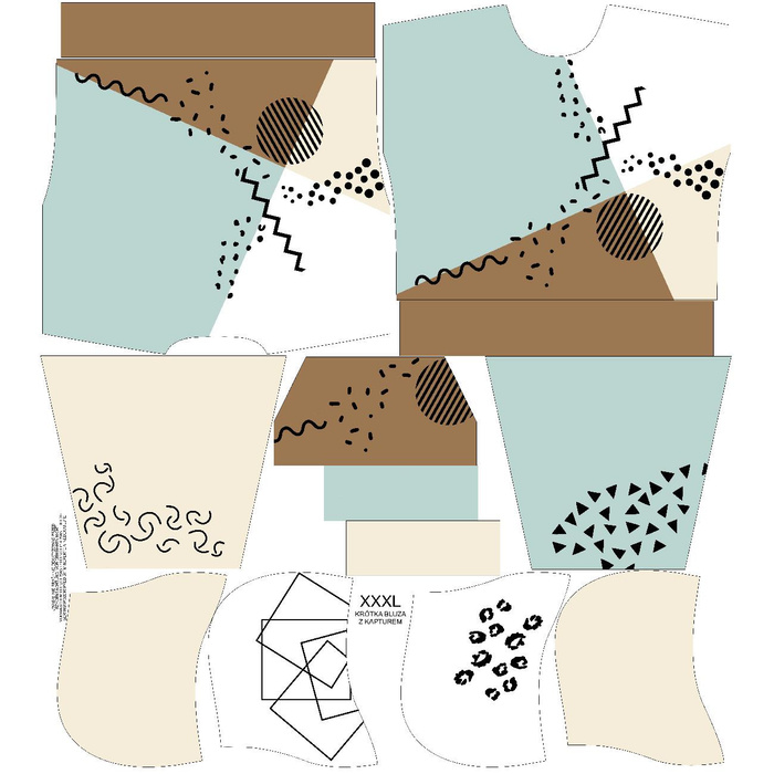 Cropped hoodie (IDA) - COLOR BLOCK pat. 1 - sewing set - XXXL