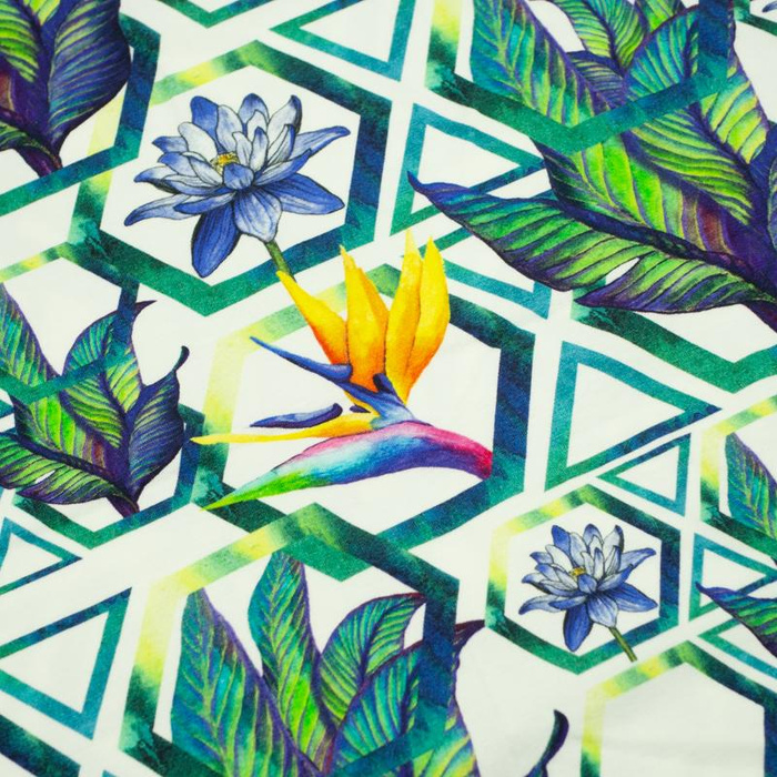 BLUMEN IN DEN HEXAGONEN - Viskose-Jersey WE210