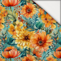 FLOWERS PAPAYA ORANGE WZ. 13 - lehký, česaný úplet