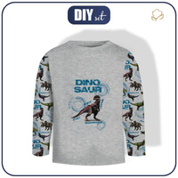 LONGSLEEVE - DINO VISIER / melange hellgrau - Single Jersey (86/92)