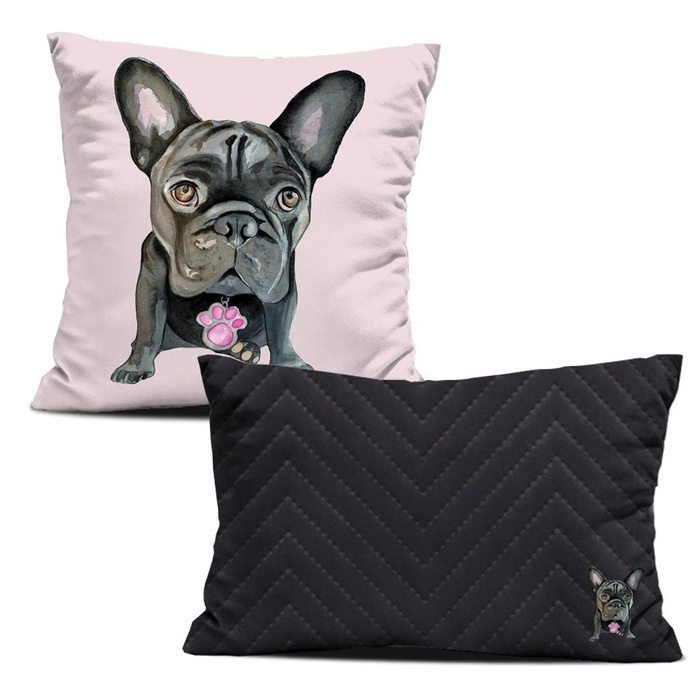 DECORATIVE PILOWS - BULLDOG / black