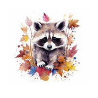 WATERCOLOR RACCOON WZ. 2 - panel (75cm x 80cm) tkanina bawełniana
