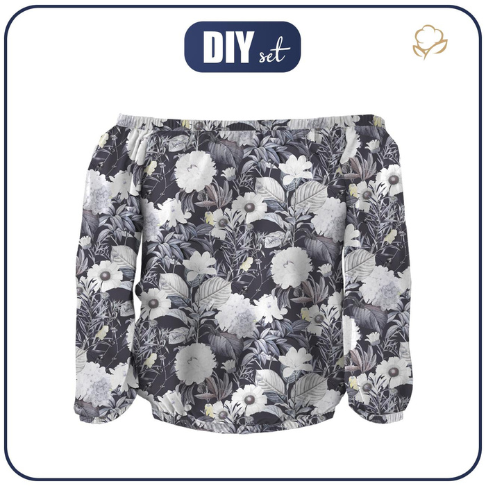 Carmenausschnitt Bluse (SOFIA) - LUXE BLOSSOM M. 4 - Nähset XL