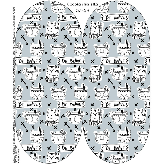 Czapka "Smerfetka" - BE BRAVE / BOHO (SZKOLNE RYSUNKI) / Rozmiar do wyboru
