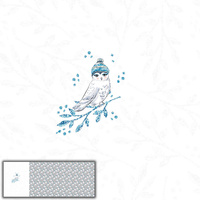 SOVA S ČEPICÍ (OČAROVANÁ ZIMA) - panoramic panel teplákovina