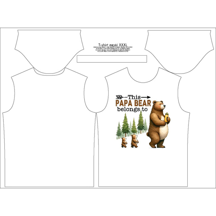 MĘSKI T-SHIRT Z WŁASNYM NADRUKIEM - THIS PAPA BEAR BELONGS TO... - ZESTAW DO USZYCIA