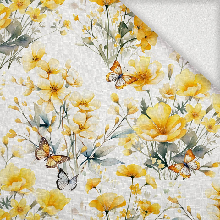 FLOWERS (BUTTER YELLOW) - Webware für Tischdecken