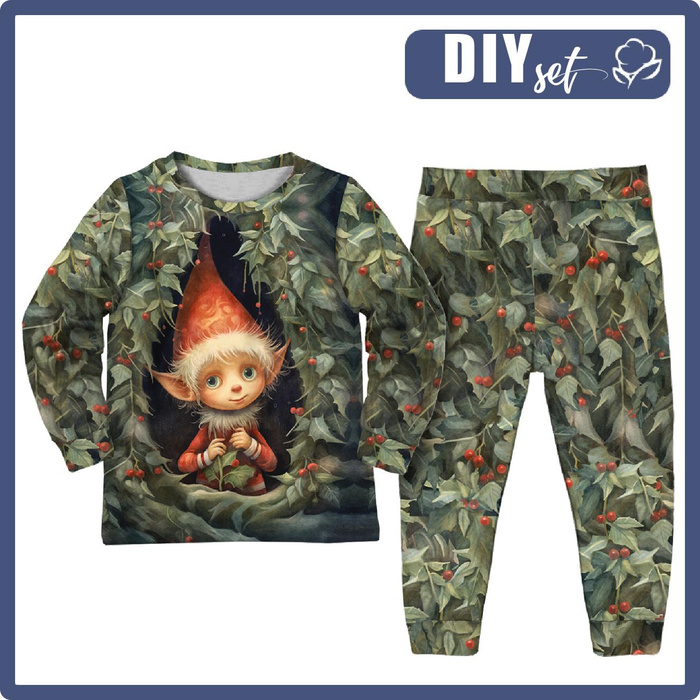 DĚTSKÉ PYŽAMO "MIKI" - VINTAGE CHRISTMAS ELF - Sada šití (122/128)