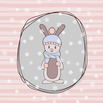 WINTER BUNNY / pink - panel