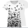 DAMEN T-SHIRT - SCHMETTERLINGE / grau - Single Jersey S