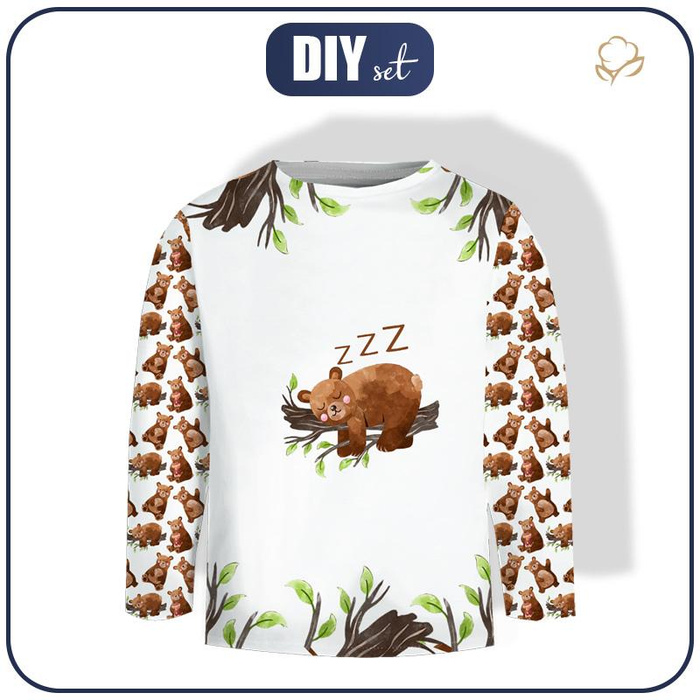 Longsleeve - ŚPIĄCE MISIE (MISIE I MOTYLKI) - single jersey (110/116)