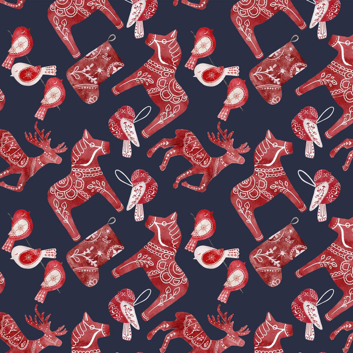 WINTER ANIMALS pat. 2 (NORDIC CHRISTMAS) - looped knit fabric with elastane ITY