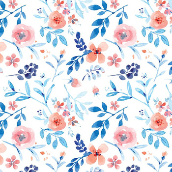 PAINTED PEONIES / white - Cotton muslin