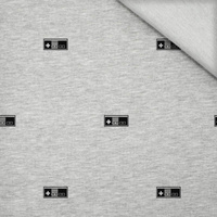 50CM RETRO GAMER (černý) / M-01 melír světlé šedý / MINIMAL - teplákovina SP250