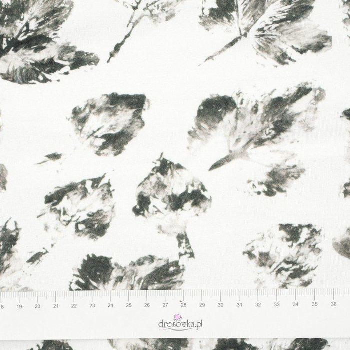 GREY LEAVES / white - looped knit SP250